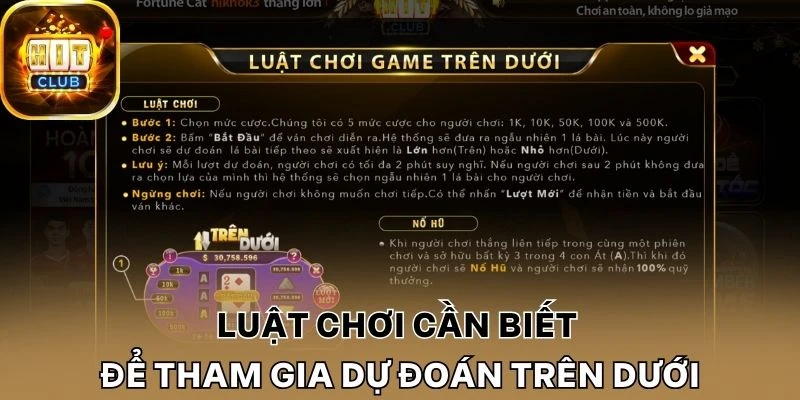 Luật chơi cần biết để tham gia dự đoán Trên dưới