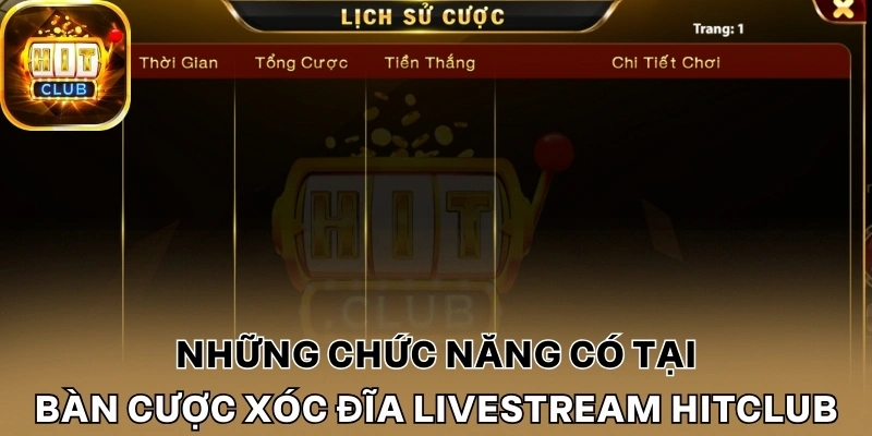 Những chức năng có tại bàn cược xóc đĩa livestream Hitclub