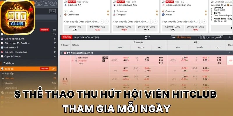 S Thể thao thu hút hội viên Hitclub tham gia mỗi ngày